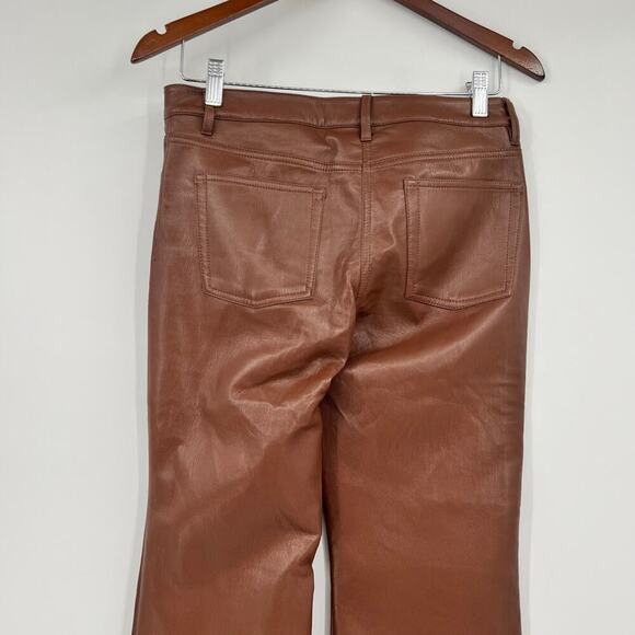 Aritzia Wilfred The Melina Faux Leather Straight Leg Pants Cognac Brown size 6 - Picture 5 of 12